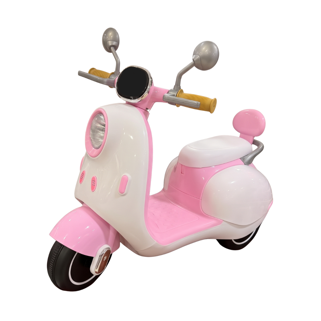 Moto Eléctrica Infantil Vespa Rosada con Luces y Sonido