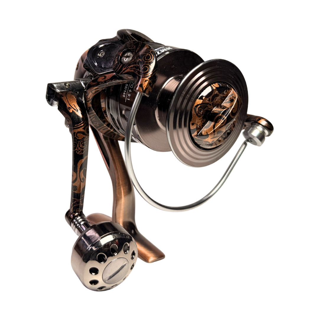 Carrete de Pesca Spinning HM7000 | 5.2:1 Cobre y Negro
