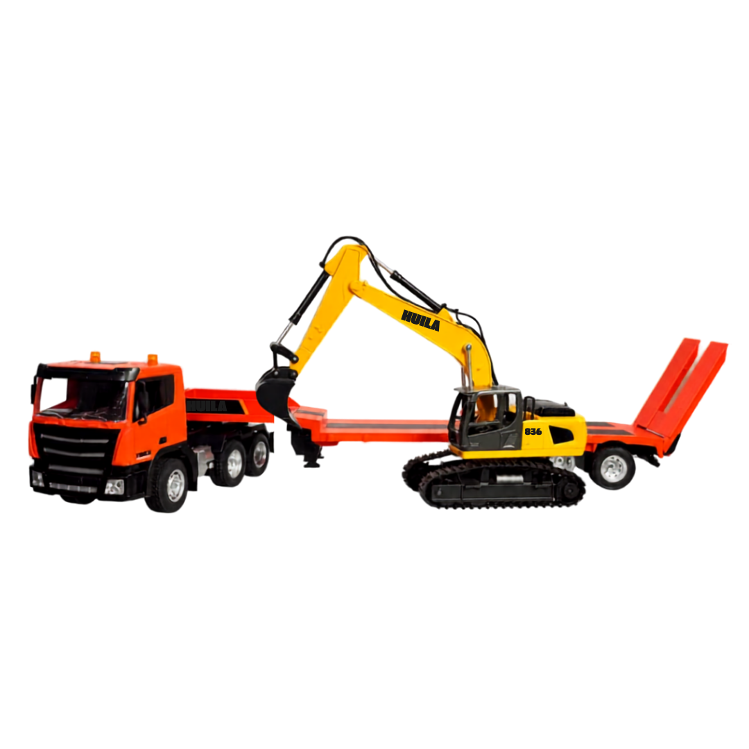 Tractomula Remolque + Excavadora a Control Remoto