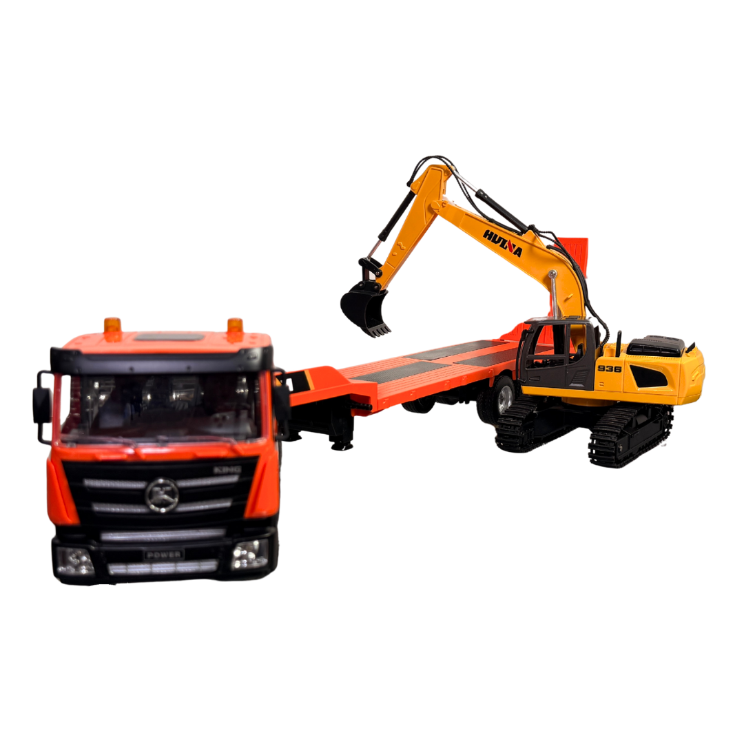 Tractomula Remolque + Excavadora a Control Remoto